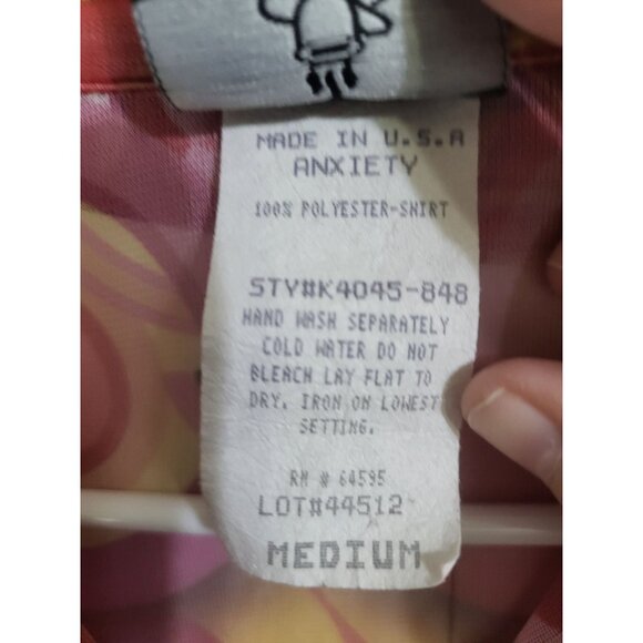 VTG 90s Y2K button up mesh sheer retro top retro funky rave Anxiety Cafe USA MED - Picture 7 of 9